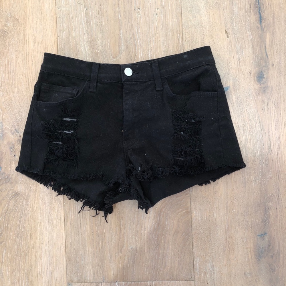 Black Ripped Jean Shorts